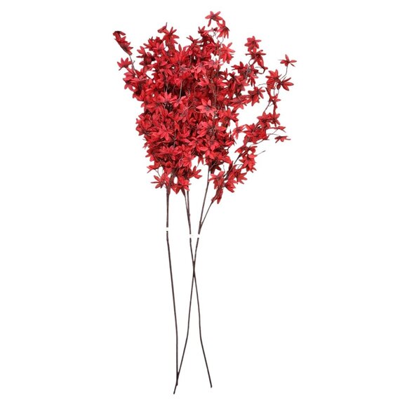 Artificial Red Maple Leaf Stems Fall Filler Floral Decor - Set Of 3 - Picture 1 of 14